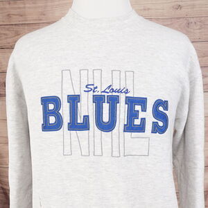 VINTAGE ST LOUIS BLUES EMBROIDERED LOGO THE GAME USA MADE CREW NECK SWEATSHIRT L